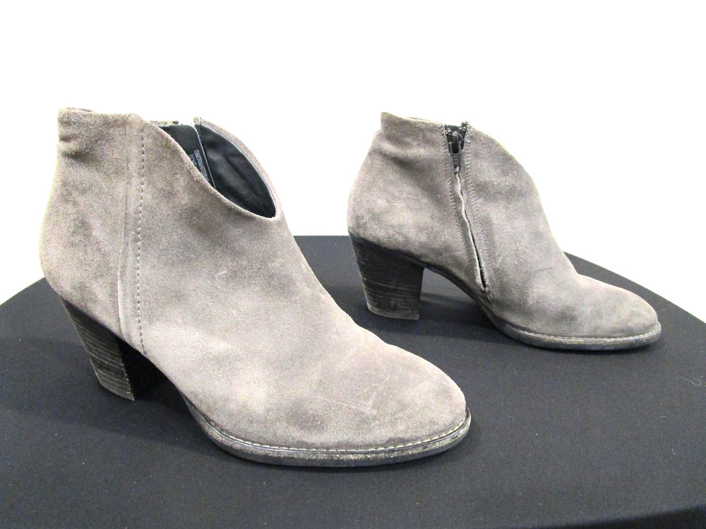 Paul Green Gray Suede Zip High Heel Ankle Boots Women 8 US/5.5 UK